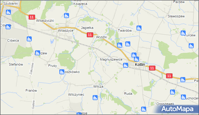 mapa Magnuszewice, Magnuszewice na mapie Targeo