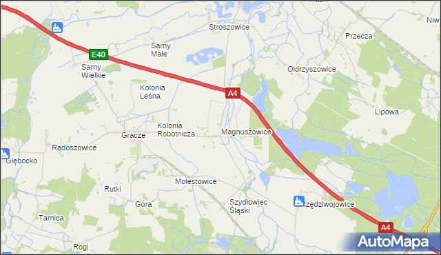 mapa Magnuszowice, Magnuszowice na mapie Targeo