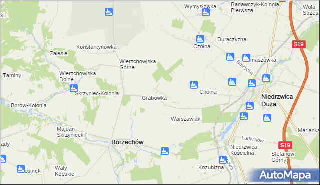 mapa Majdan Borzechowski, Majdan Borzechowski na mapie Targeo