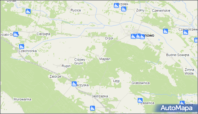 mapa Majdan gmina Baranowo, Majdan gmina Baranowo na mapie Targeo