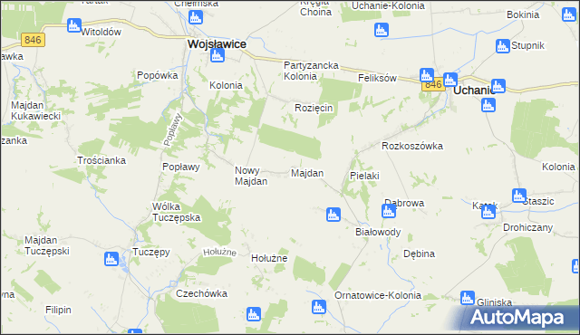 mapa Majdan gmina Wojsławice, Majdan gmina Wojsławice na mapie Targeo
