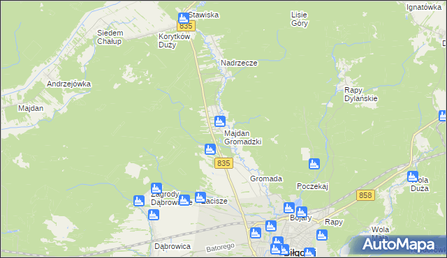 mapa Majdan Gromadzki, Majdan Gromadzki na mapie Targeo