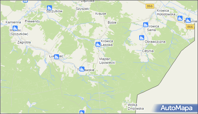 mapa Majdan Lipowiecki, Majdan Lipowiecki na mapie Targeo