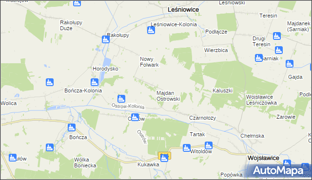 mapa Majdan Ostrowski, Majdan Ostrowski na mapie Targeo