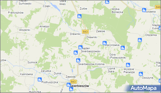 mapa Majdan Skierbieszowski, Majdan Skierbieszowski na mapie Targeo