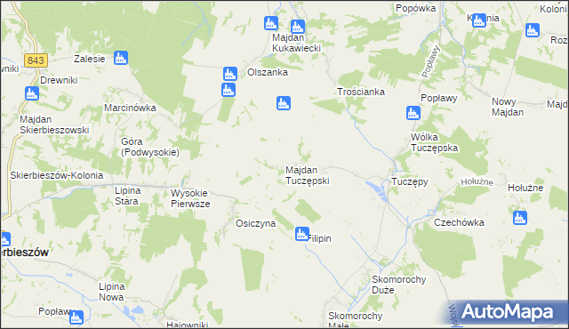 mapa Majdan Tuczępski, Majdan Tuczępski na mapie Targeo