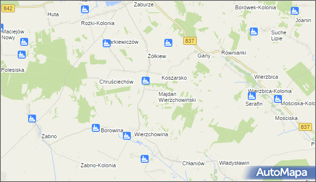 mapa Majdan Wierzchowiński, Majdan Wierzchowiński na mapie Targeo