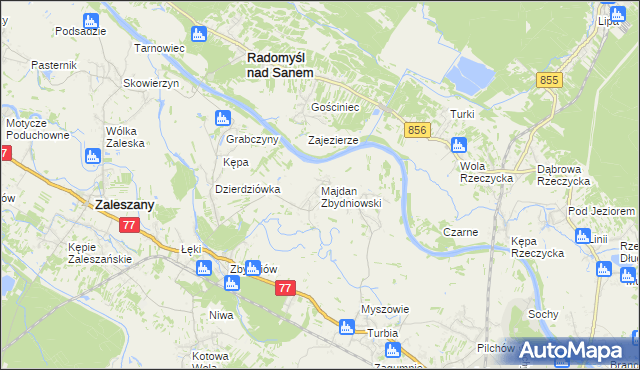 mapa Majdan Zbydniowski, Majdan Zbydniowski na mapie Targeo