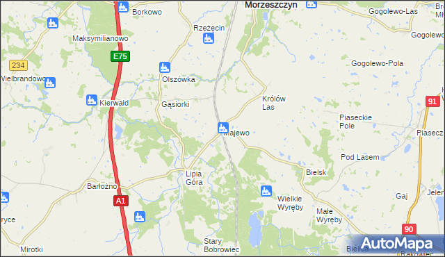 mapa Majewo gmina Morzeszczyn, Majewo gmina Morzeszczyn na mapie Targeo