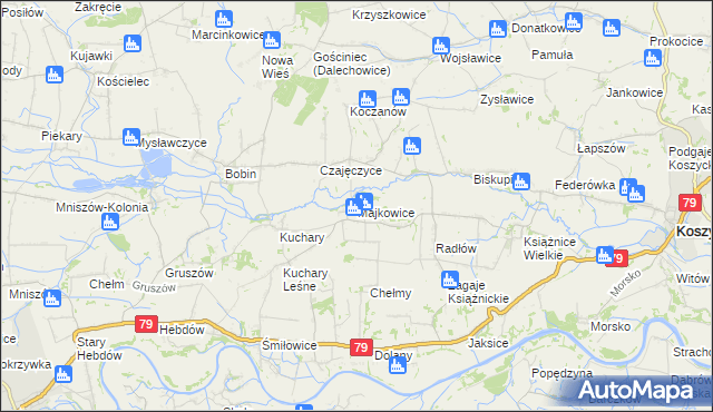 mapa Majkowice gmina Nowe Brzesko, Majkowice gmina Nowe Brzesko na mapie Targeo