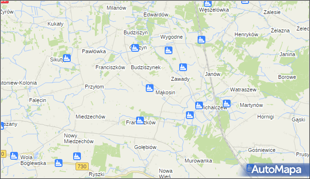 mapa Mąkosin, Mąkosin na mapie Targeo