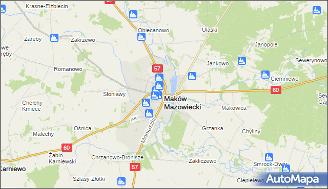 mapa Maków Mazowiecki, Maków Mazowiecki na mapie Targeo