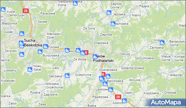 mapa Maków Podhalański, Maków Podhalański na mapie Targeo