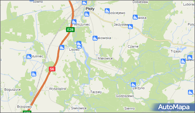 mapa Makowice gmina Płoty, Makowice gmina Płoty na mapie Targeo