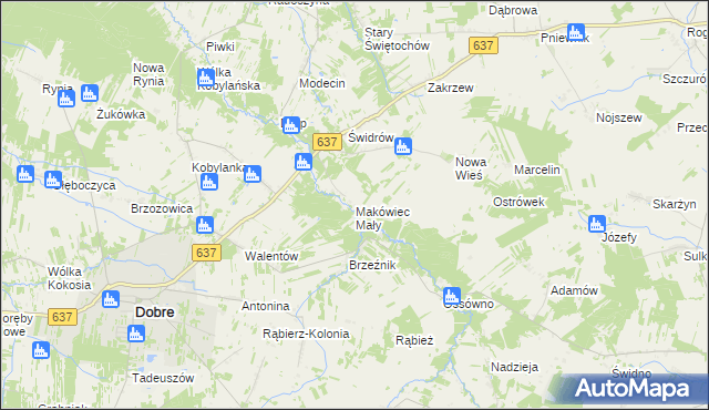 mapa Makówiec Mały, Makówiec Mały na mapie Targeo