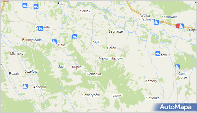 mapa Maksymilianów gmina Korytnica, Maksymilianów gmina Korytnica na mapie Targeo