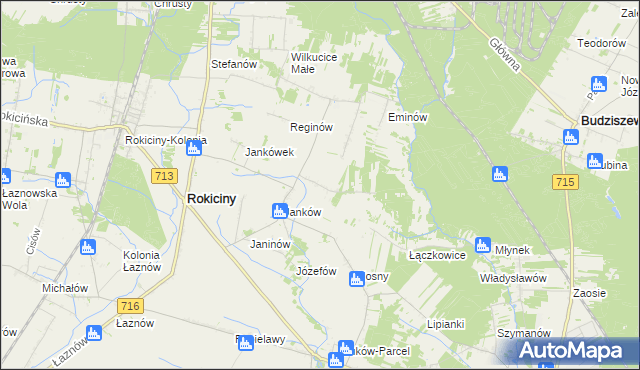 mapa Maksymilianów gmina Rokiciny, Maksymilianów gmina Rokiciny na mapie Targeo