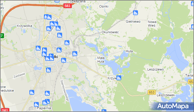 mapa Mała Huta gmina Suwałki, Mała Huta gmina Suwałki na mapie Targeo