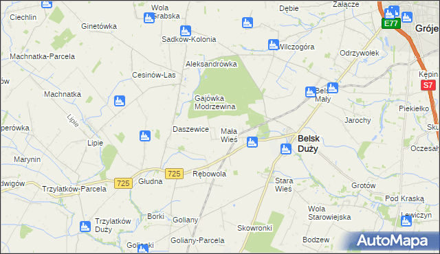 mapa Mała Wieś gmina Belsk Duży, Mała Wieś gmina Belsk Duży na mapie Targeo