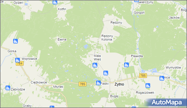 mapa Mała Wieś gmina Żytno, Mała Wieś gmina Żytno na mapie Targeo