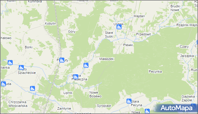 mapa Małaszek, Małaszek na mapie Targeo