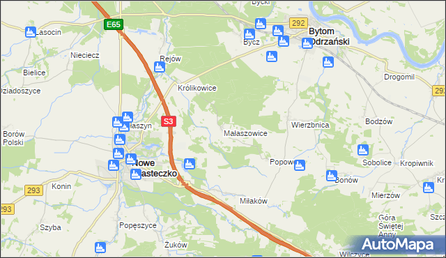 mapa Małaszowice, Małaszowice na mapie Targeo