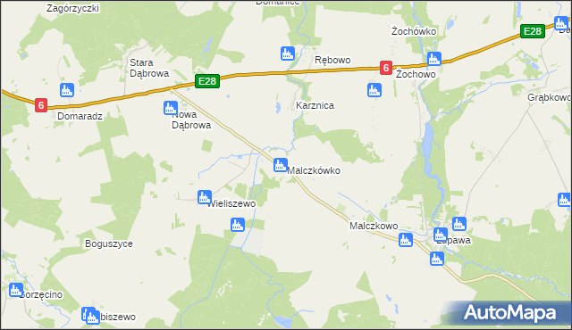 mapa Malczkówko, Malczkówko na mapie Targeo