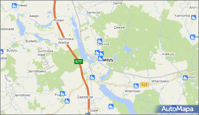 mapa Małdyty, Małdyty na mapie Targeo