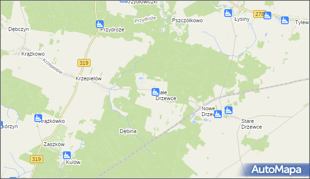 mapa Małe Drzewce, Małe Drzewce na mapie Targeo