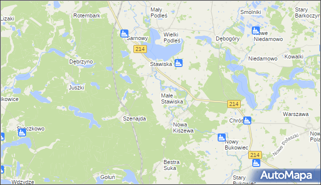 mapa Małe Stawiska, Małe Stawiska na mapie Targeo