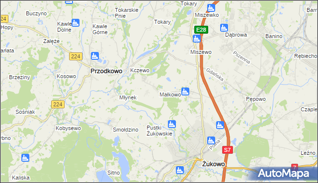 mapa Małkowo, Małkowo na mapie Targeo