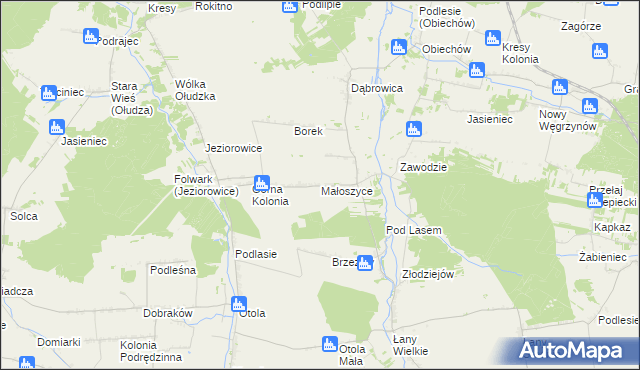 mapa Małoszyce gmina Żarnowiec, Małoszyce gmina Żarnowiec na mapie Targeo