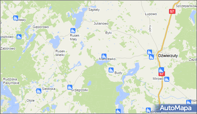 mapa Małszewko, Małszewko na mapie Targeo