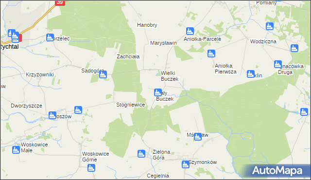 mapa Mały Buczek gmina Rychtal, Mały Buczek gmina Rychtal na mapie Targeo