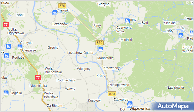 mapa Manasterz gmina Wiązownica, Manasterz gmina Wiązownica na mapie Targeo