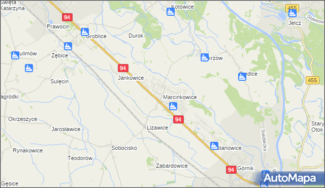 mapa Marcinkowice gmina Oława, Marcinkowice gmina Oława na mapie Targeo