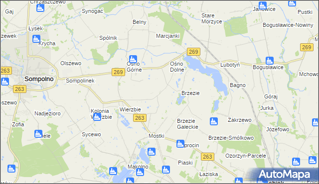 mapa Marcinkowo gmina Sompolno, Marcinkowo gmina Sompolno na mapie Targeo