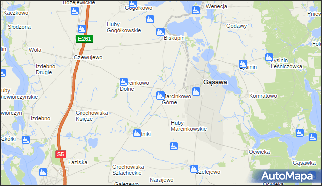 mapa Marcinkowo Górne, Marcinkowo Górne na mapie Targeo