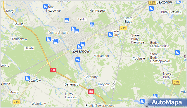 mapa Mariampol gmina Jaktorów, Mariampol gmina Jaktorów na mapie Targeo