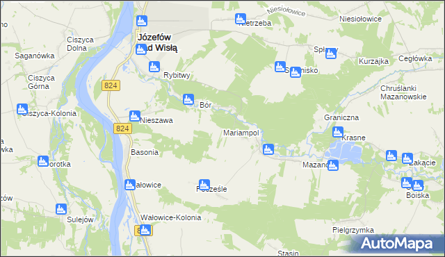 mapa Mariampol gmina Józefów nad Wisłą, Mariampol gmina Józefów nad Wisłą na mapie Targeo