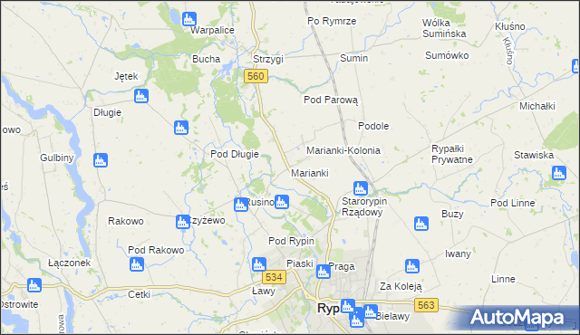 mapa Marianki gmina Rypin, Marianki gmina Rypin na mapie Targeo