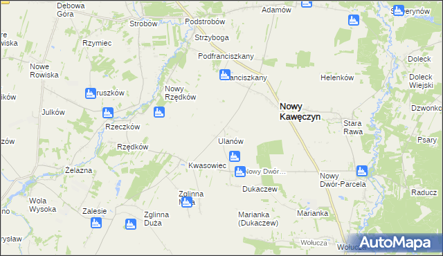 mapa Marianów gmina Nowy Kawęczyn, Marianów gmina Nowy Kawęczyn na mapie Targeo