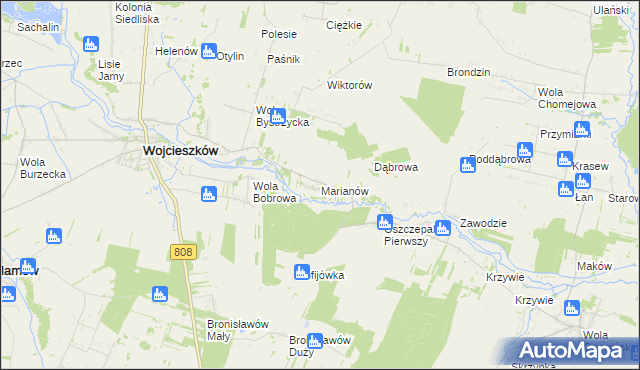 mapa Marianów gmina Wojcieszków, Marianów gmina Wojcieszków na mapie Targeo