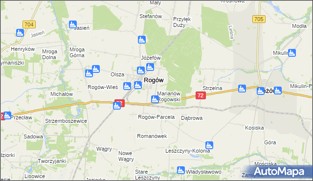 mapa Marianów Rogowski, Marianów Rogowski na mapie Targeo