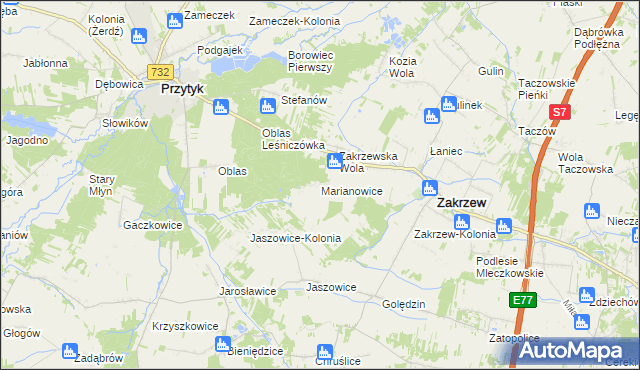 mapa Marianowice, Marianowice na mapie Targeo
