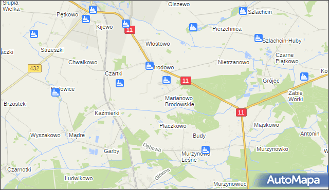 mapa Marianowo Brodowskie, Marianowo Brodowskie na mapie Targeo