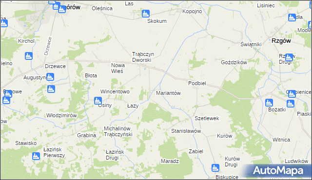 mapa Mariantów gmina Zagórów, Mariantów gmina Zagórów na mapie Targeo