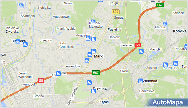 mapa Marki powiat wołomiński, Marki powiat wołomiński na mapie Targeo