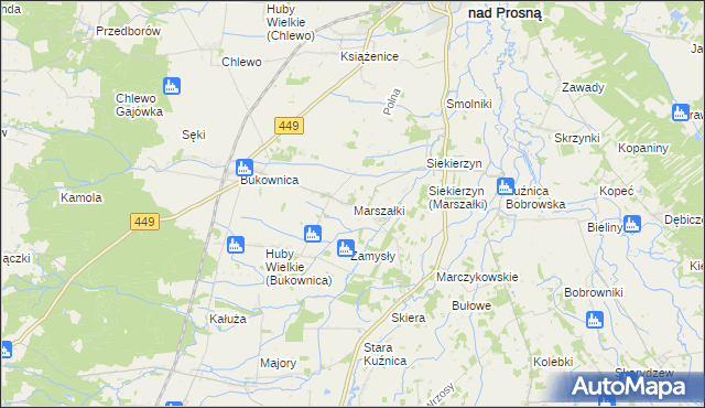 mapa Marszałki gmina Grabów nad Prosną, Marszałki gmina Grabów nad Prosną na mapie Targeo