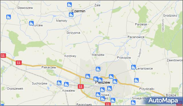 mapa Marszew gmina Pleszew, Marszew gmina Pleszew na mapie Targeo